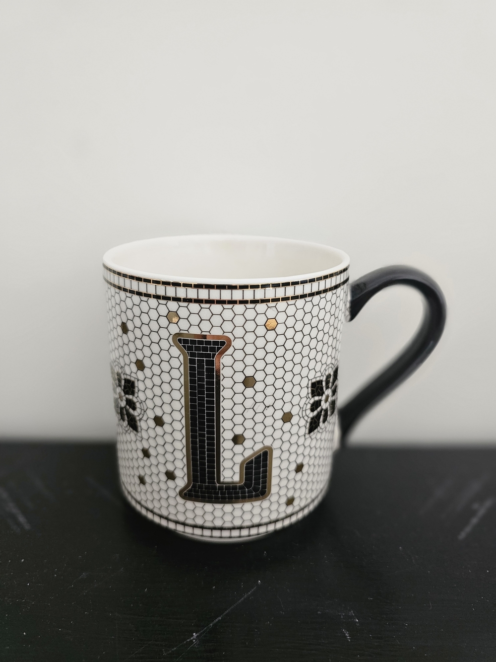 ANTHROPOLOGIE TILED MARGOT MONOGRAM MUG